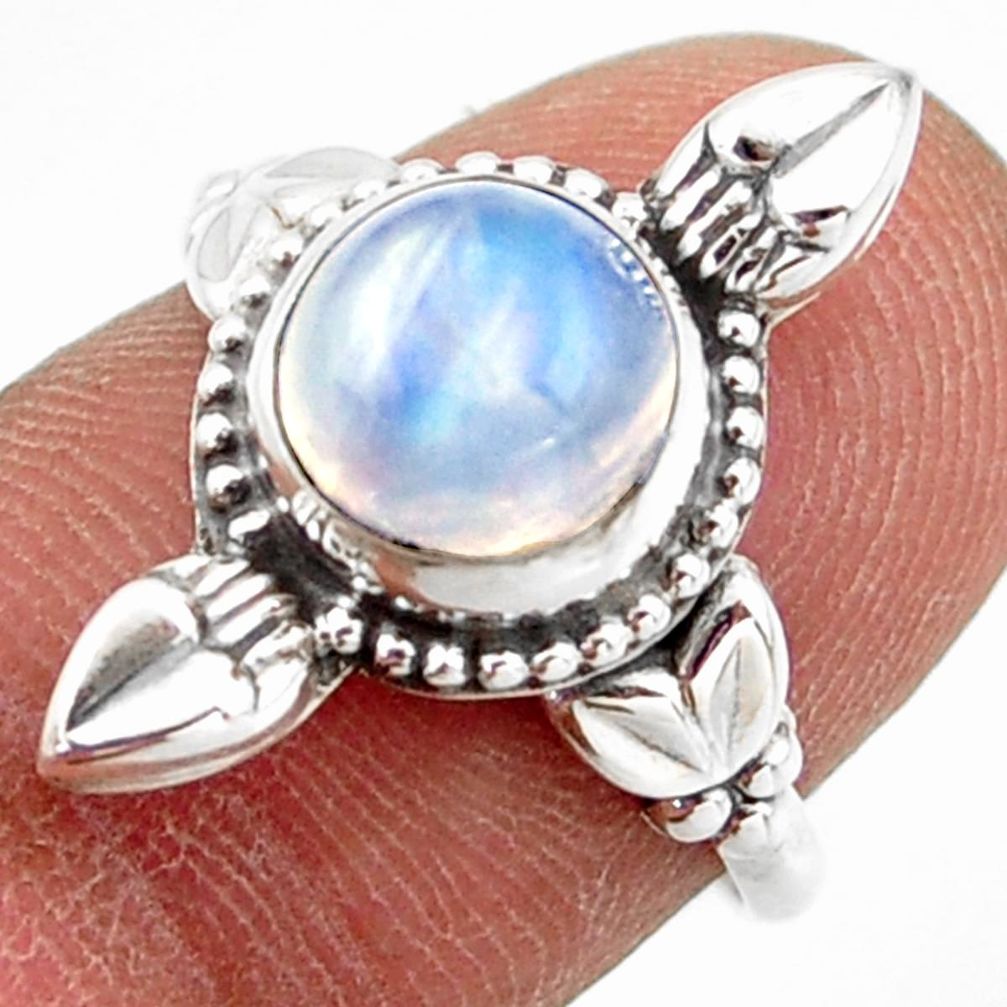 925 silver 2.90cts natural rainbow moonstone round solitaire ring size 7 r41438