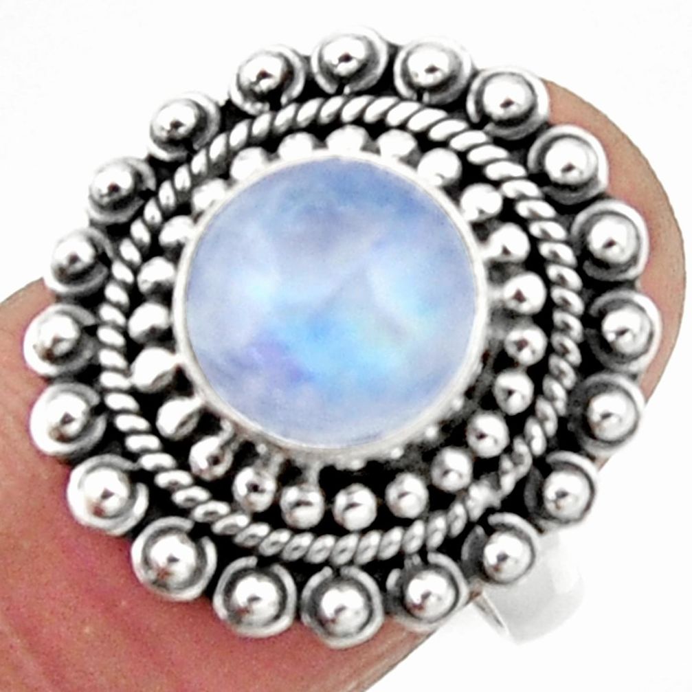 925 silver 5.08cts natural rainbow moonstone round solitaire ring size 7 r52559