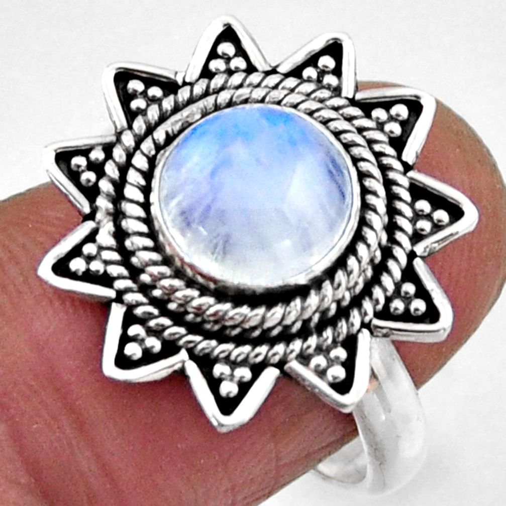 925 silver 3.41cts natural rainbow moonstone round solitaire ring size 7 r54335