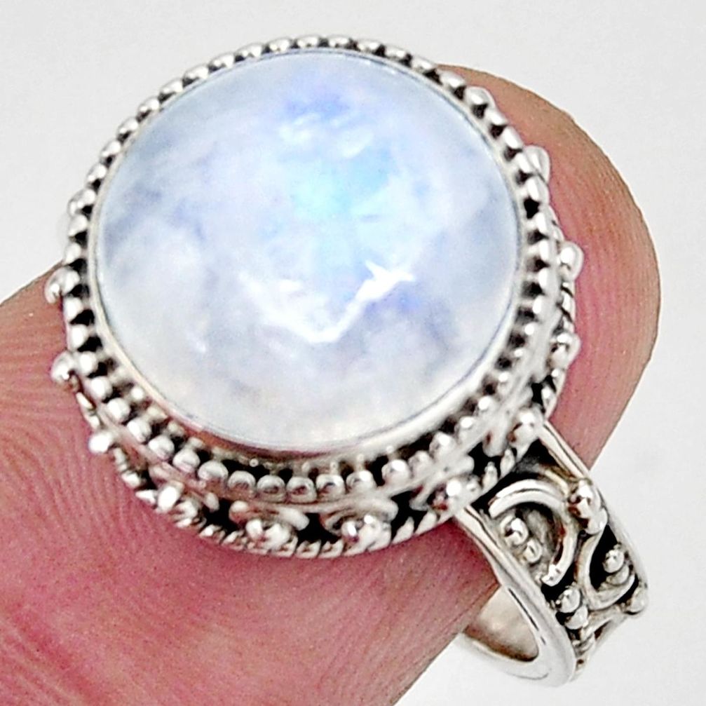 ts natural rainbow moonstone round solitaire ring size 8 d39060