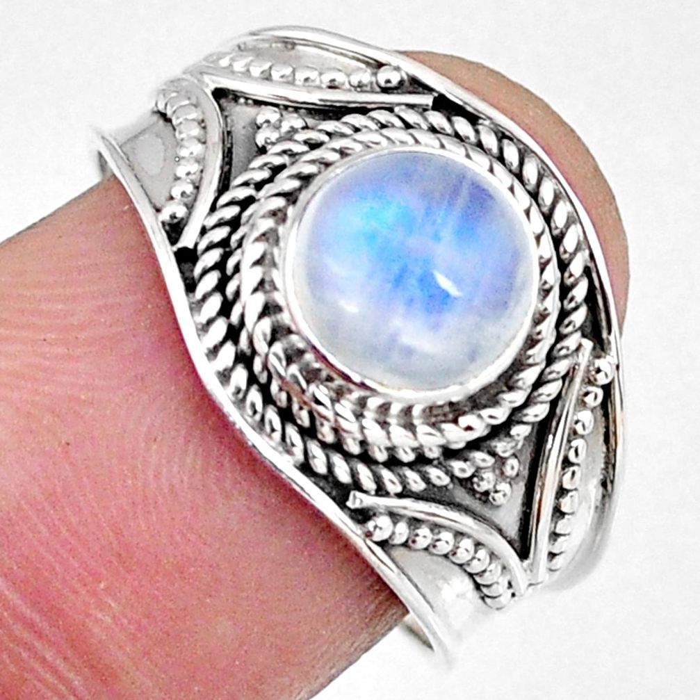 925 silver 2.72cts natural rainbow moonstone round solitaire ring size 8 r58617