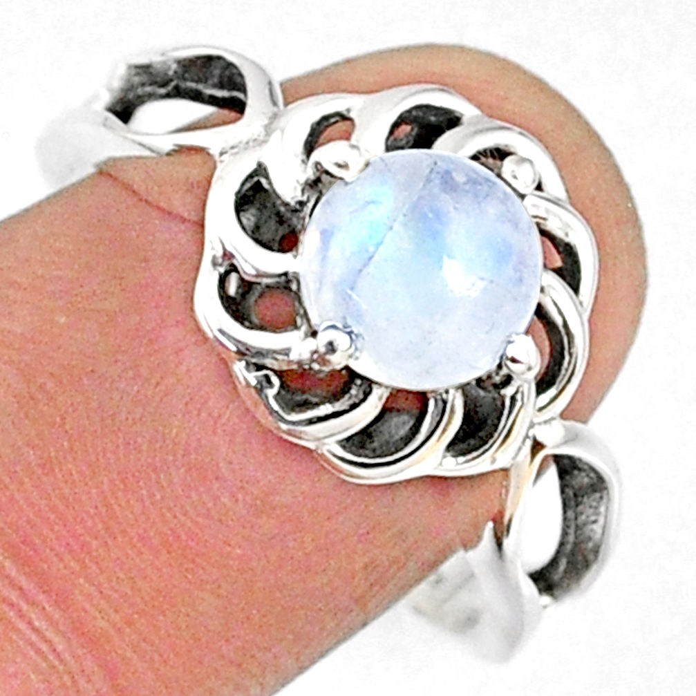 925 silver 2.53cts natural rainbow moonstone round solitaire ring size 9 r68937