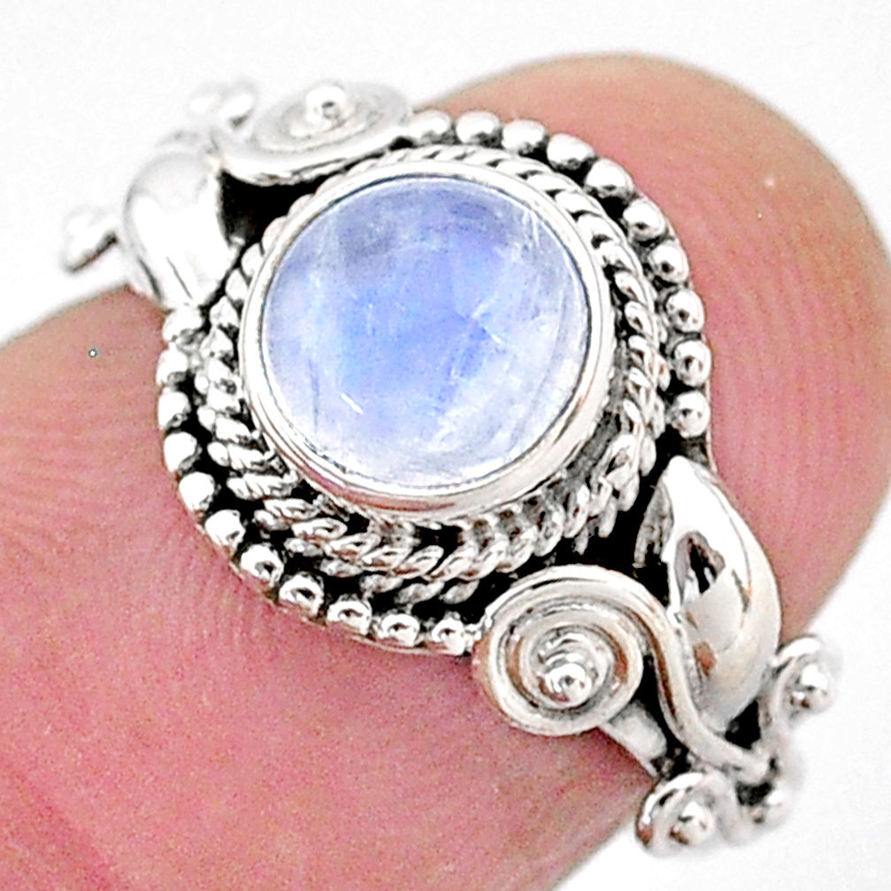 925 silver 2.53cts natural rainbow moonstone solitaire ring jewelry size 6 t2107