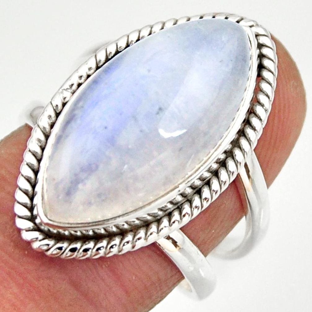 925 silver 12.71cts natural rainbow moonstone solitaire ring size 7.5 r27034