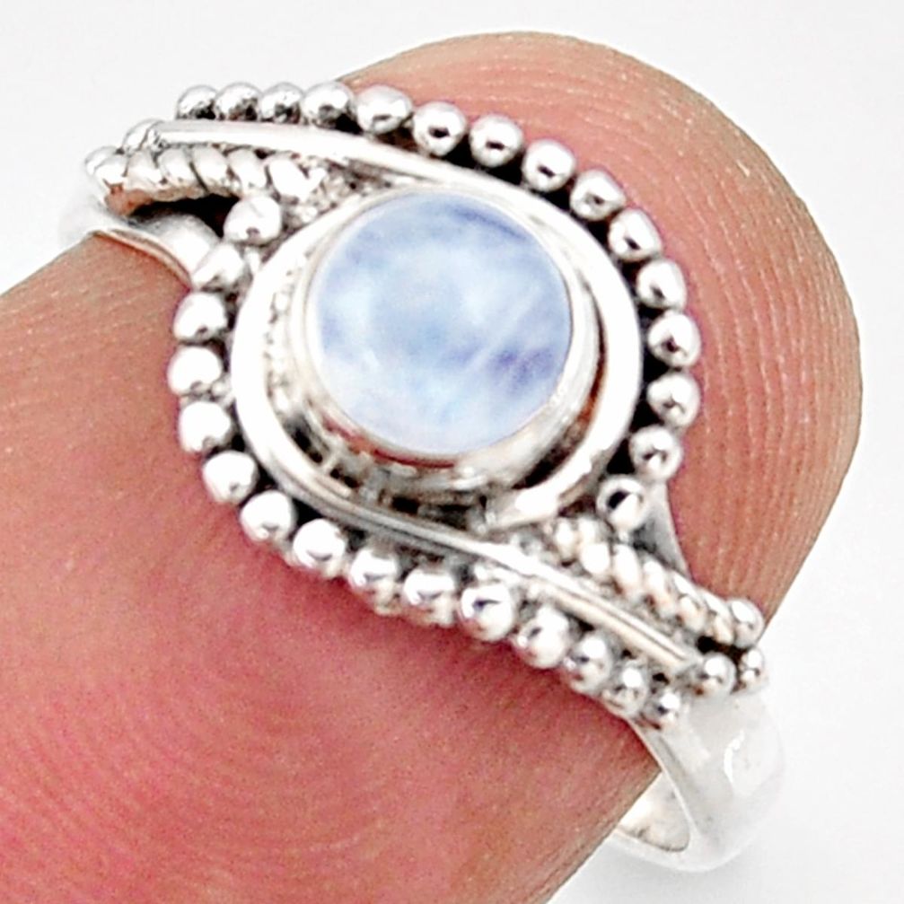 925 silver 0.87cts natural rainbow moonstone solitaire ring size 6.5 r35978