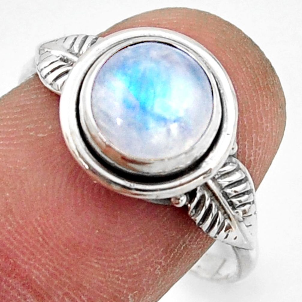 925 silver 2.98cts natural rainbow moonstone solitaire ring size 8.5 r41518