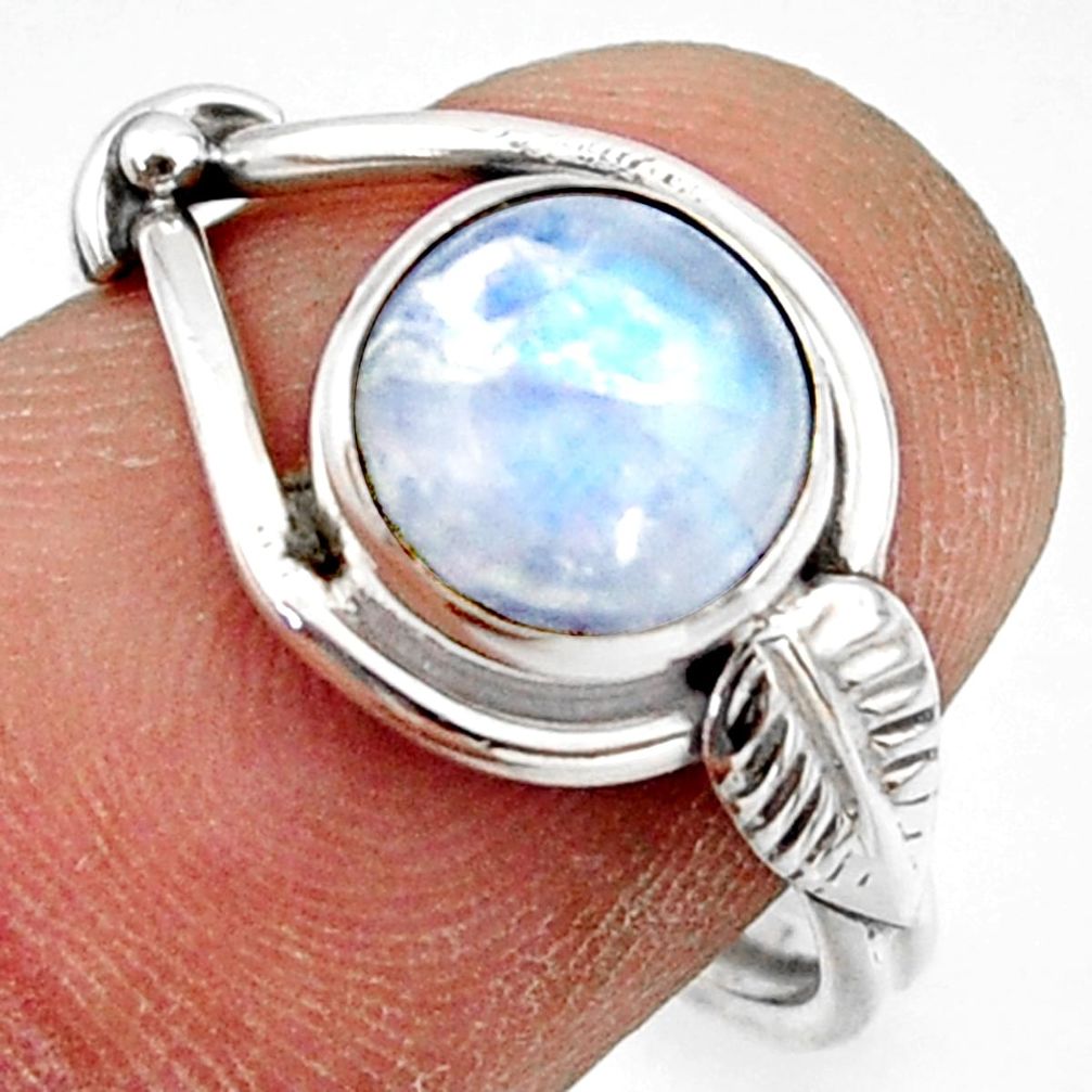 925 silver 3.29cts natural rainbow moonstone solitaire ring size 7.5 r41540