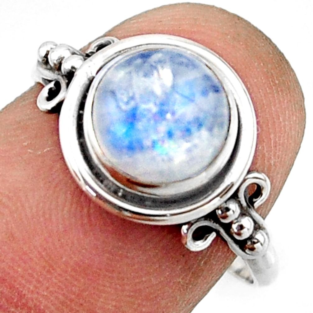 925 silver 3.05cts natural rainbow moonstone solitaire ring size 7.5 r41599