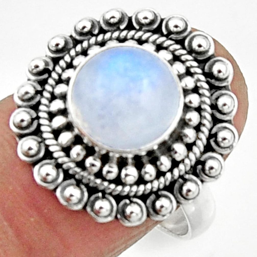 925 silver 5.07cts natural rainbow moonstone solitaire ring size 8.5 r52548