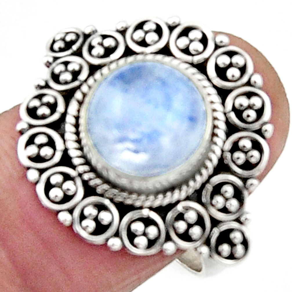 925 silver 5.09cts natural rainbow moonstone solitaire ring size 7.5 r52678