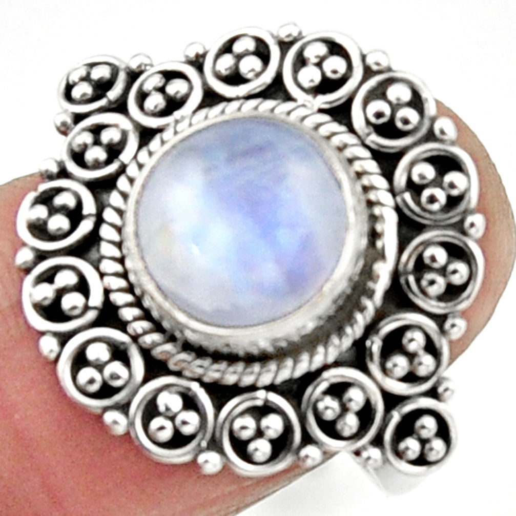 925 silver 5.11cts natural rainbow moonstone solitaire ring size 7.5 r52699