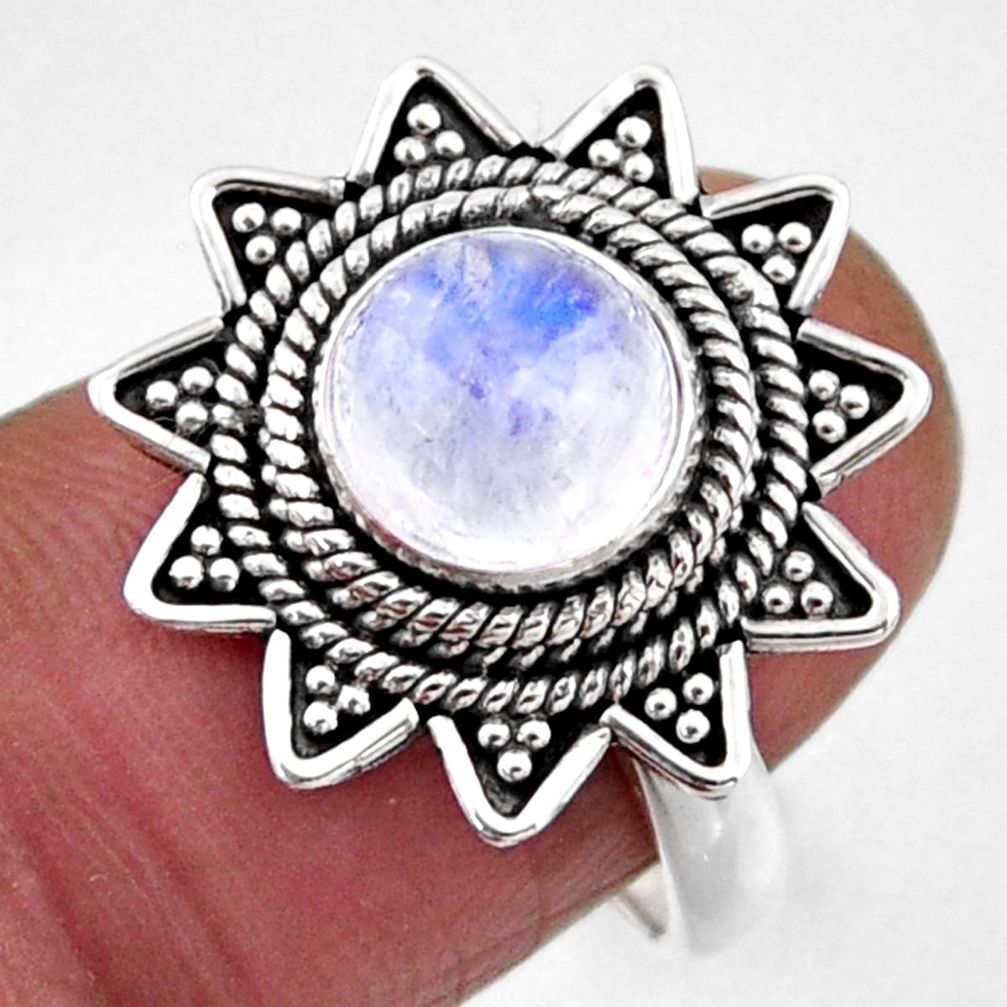 925 silver 3.41cts natural rainbow moonstone solitaire ring size 6.5 r54339