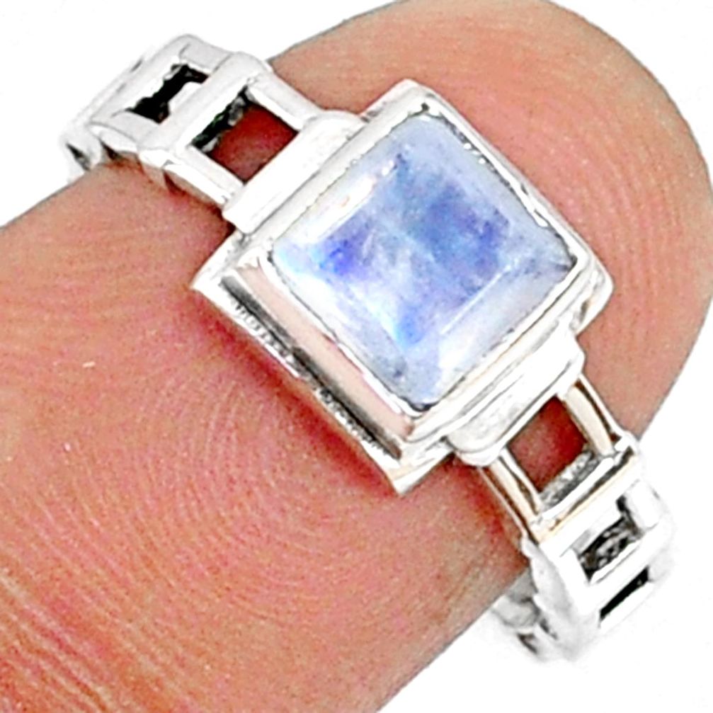 925 silver 1.39cts natural rainbow moonstone solitaire ring size 7.5 r68736