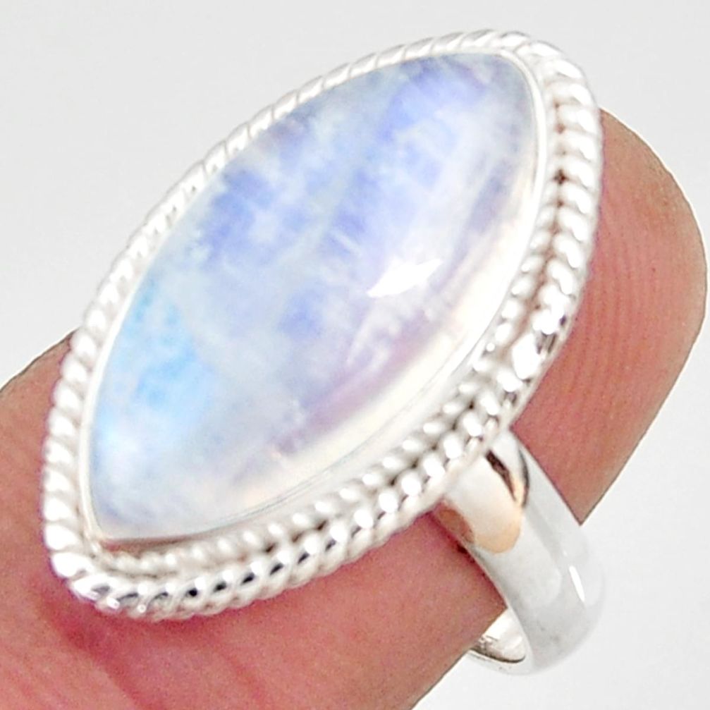 925 silver 14.23cts natural rainbow moonstone solitaire ring size 7 r37732