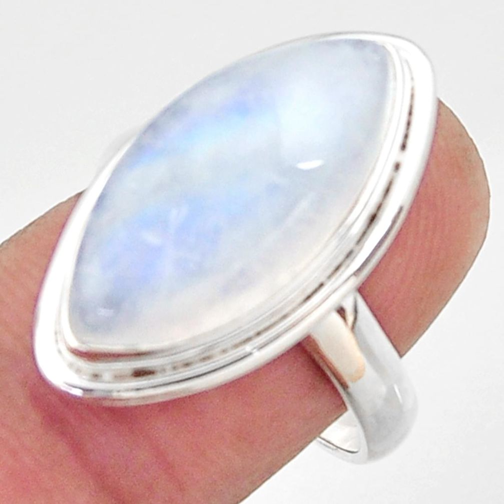 925 silver 13.27cts natural rainbow moonstone solitaire ring size 8 r37716