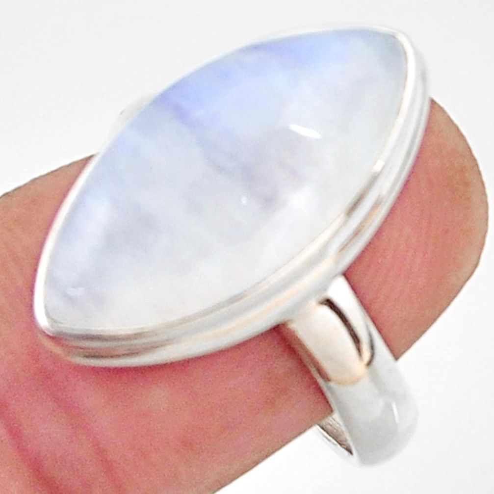 925 silver 14.07cts natural rainbow moonstone solitaire ring size 8 r37719