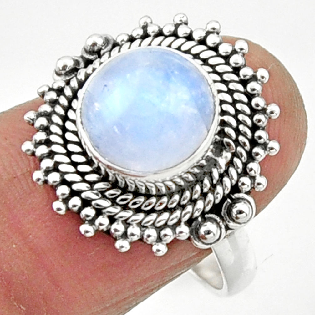 925 silver 4.92cts natural rainbow moonstone solitaire ring size 8 r52538