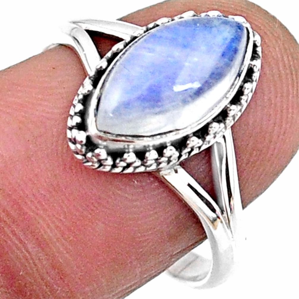 925 silver 2.74cts natural rainbow moonstone solitaire ring size 8 r57399