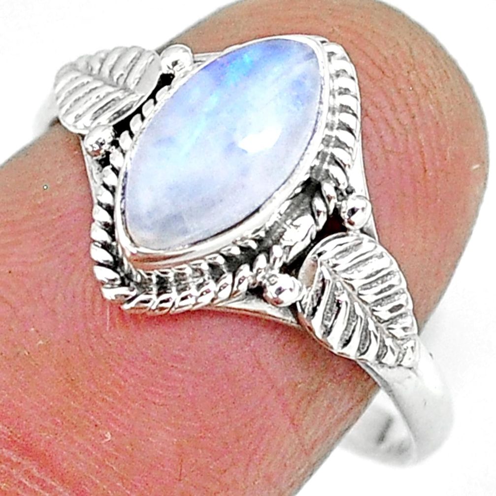 925 silver 2.60cts natural rainbow moonstone solitaire ring size 8 r92613