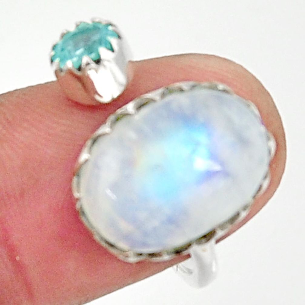 925 silver 8.26cts natural rainbow moonstone topaz adjustable ring size 7 r33360