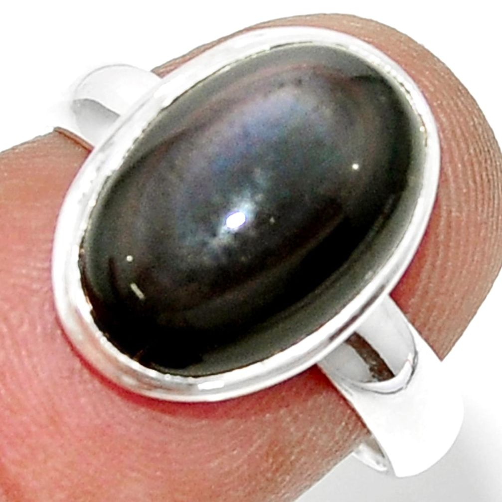 925 silver 4.98cts natural rainbow obsidian eye solitaire ring size 6.5 r39399