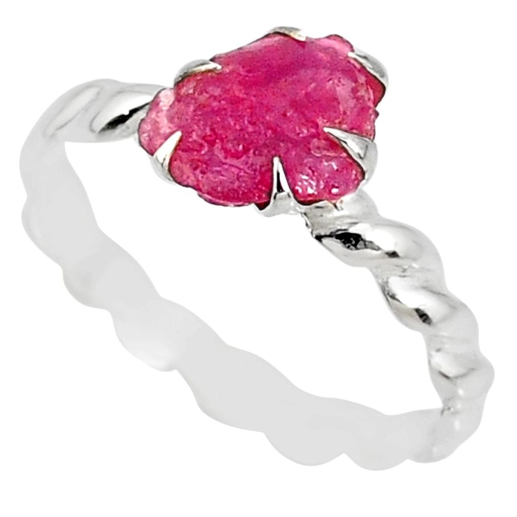 925 silver 2.31cts natural raw ruby rough fancy solitaire ring size 8.5 r79406