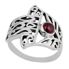 925 silver 0.85cts natural red garnet hand of god hamsa ring size 9.5 y45652