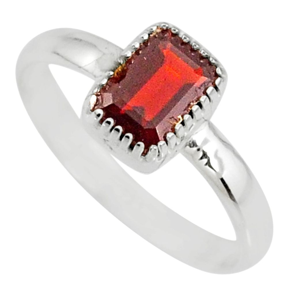 925 silver 1.57cts natural red garnet octagan solitaire ring size 7 r77177