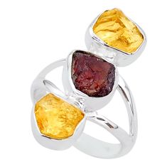925 silver 13.06cts natural red garnet raw citrine rough ring size 7 t37698