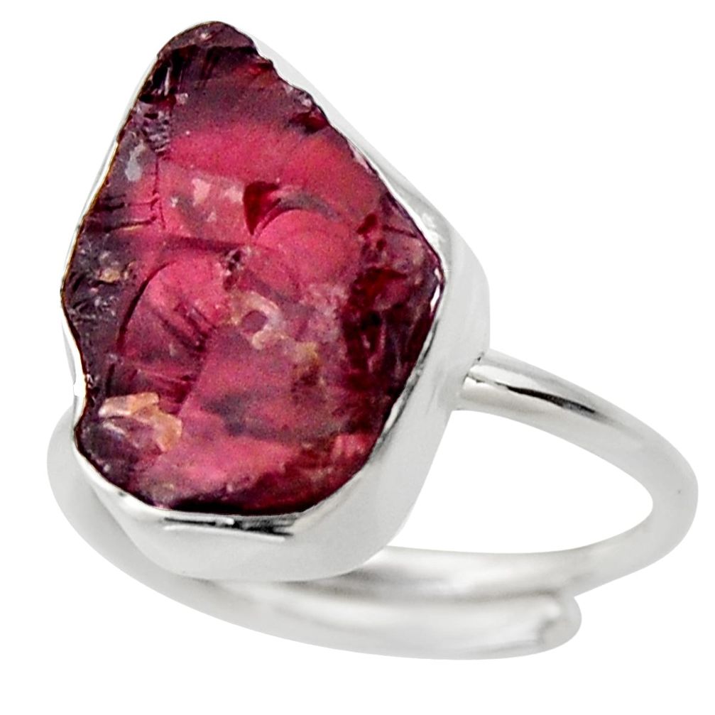 925 silver 8.69cts natural red garnet rough solitaire ring jewelry size 6 r29669