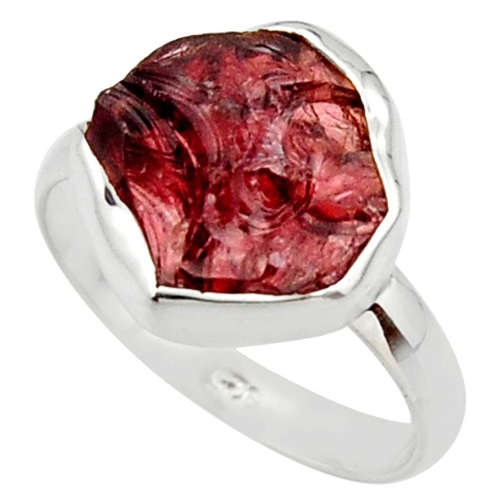 925 silver 6.70cts natural red garnet rough solitaire ring jewelry size 9 r49008