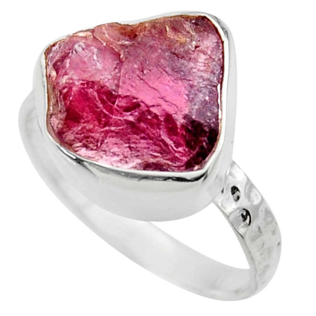 925 silver 5.57cts natural red garnet rough solitaire ring size 6.5 r29680