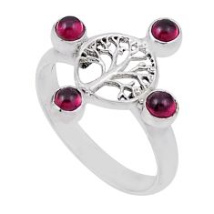925 silver 1.51cts natural red garnet round tree of life ring size 7.5 n31371