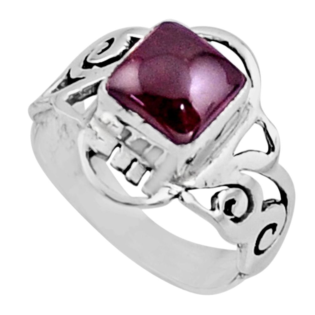 925 silver 2.72cts natural red garnet solitaire ring jewelry size 7.5 r54425