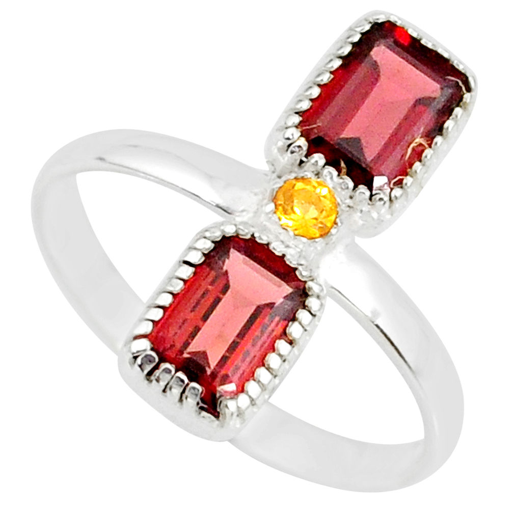 925 silver 3.59cts natural red garnet yellow citrine ring size 8.5 r77254