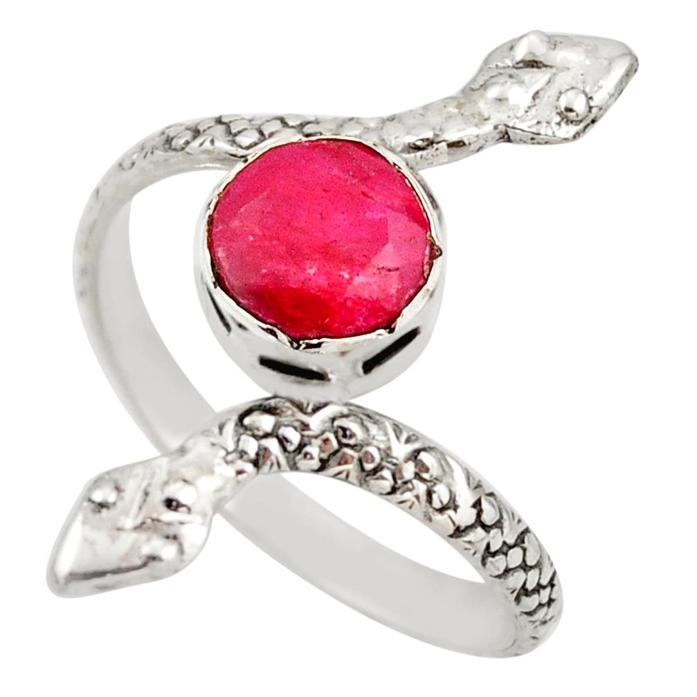 925 silver 3.01cts natural red ruby snake solitaire ring jewelry size 9 d46289