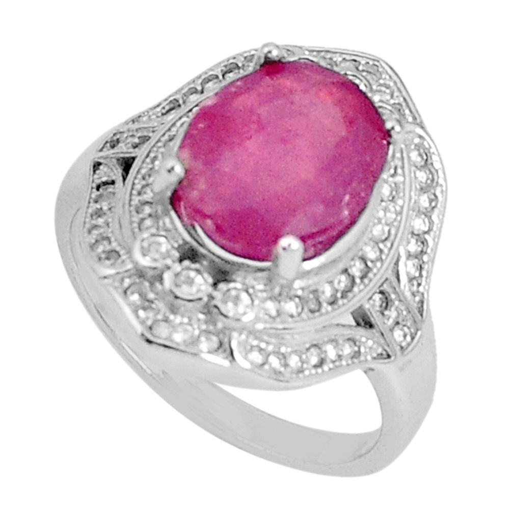 LAB 925 sterling silver 6.57cts natural red ruby topaz solitaire ring size 8 c17843