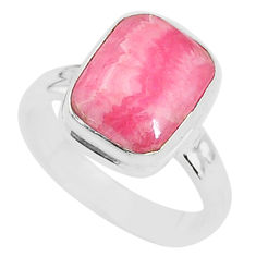 925 silver 4.67cts natural rhodochrosite inca rose solitaire ring size 6 t4240