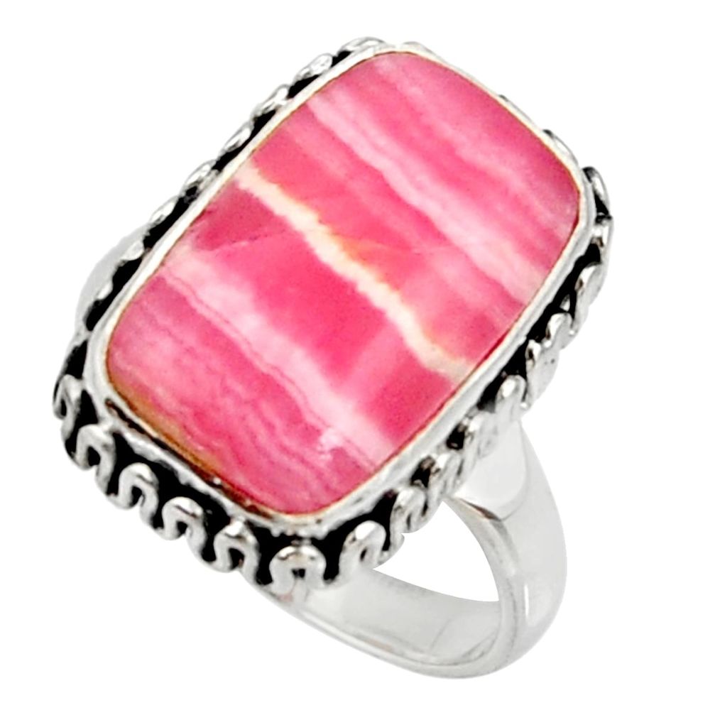 925 silver 8.73cts natural rhodochrosite inca rose solitaire ring size 7 r28004