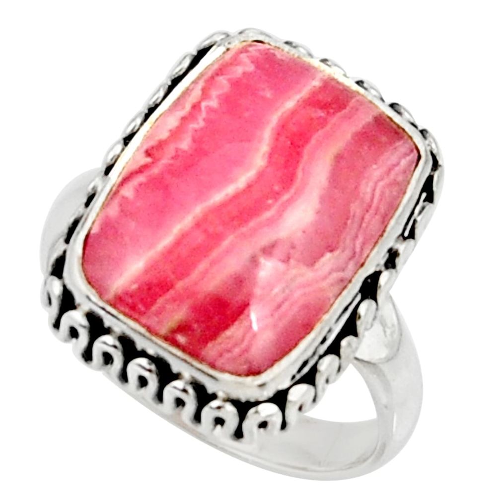 925 silver 9.72cts natural rhodochrosite inca rose solitaire ring size 7 r28034