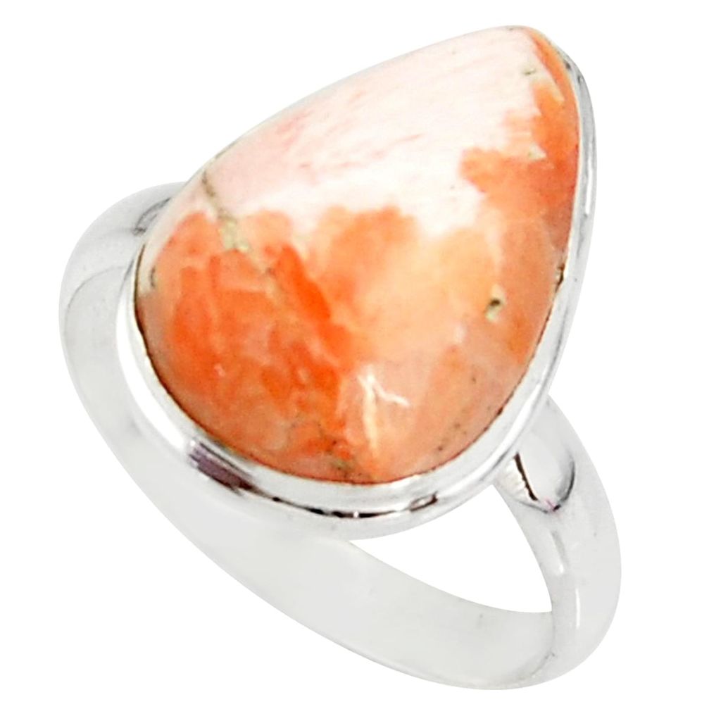 925 silver 12.58cts natural scolecite high vibration crystal ring size 10 r39454