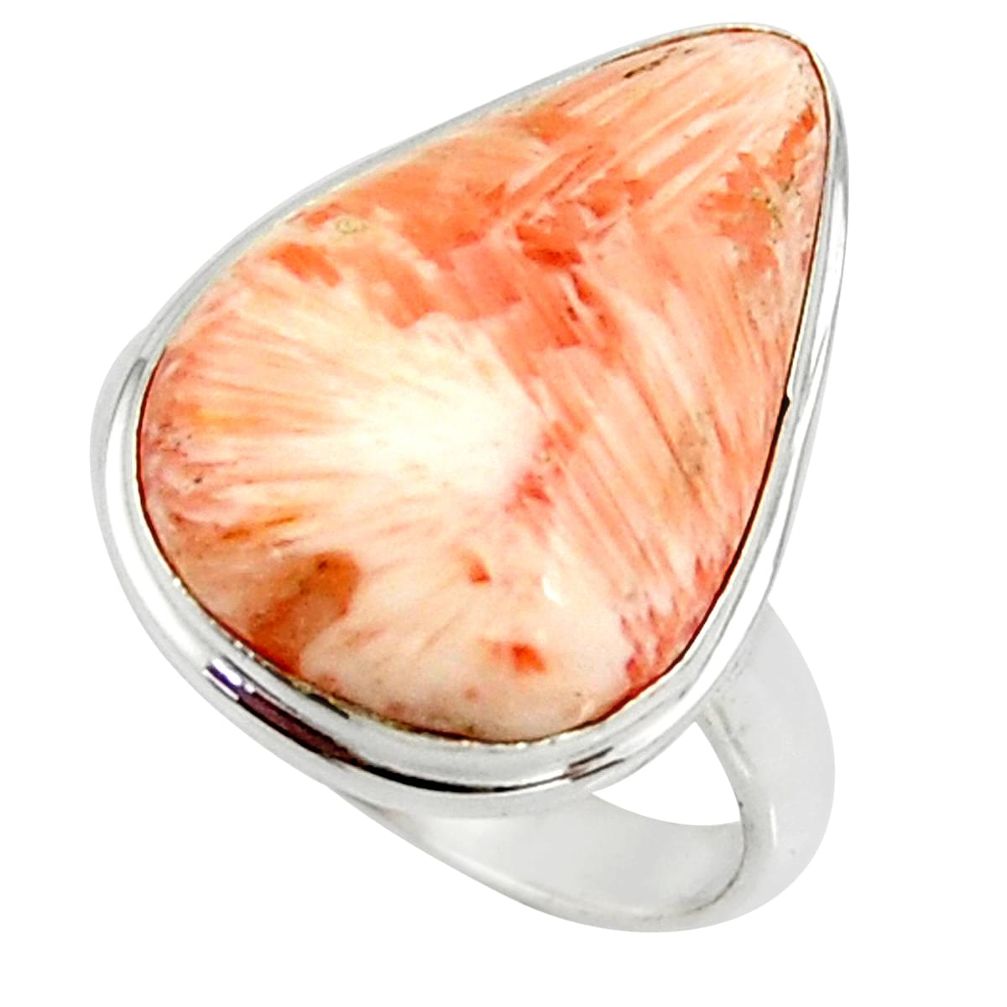 925 silver 14.23cts natural scolecite high vibration crystal ring size 8 r39430