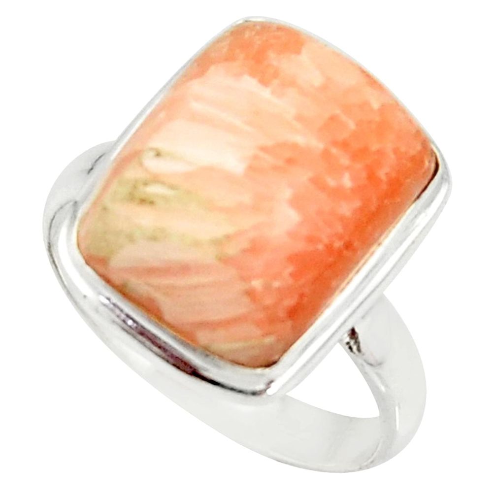 925 silver 10.41cts natural scolecite high vibration crystal ring size 9 r39458