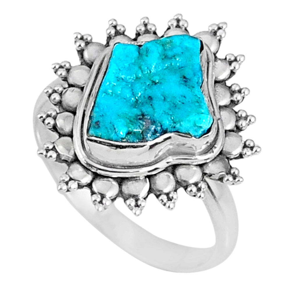 925 silver 5.06cts natural sleeping beauty turquoise rough ring size 7.5 r62232