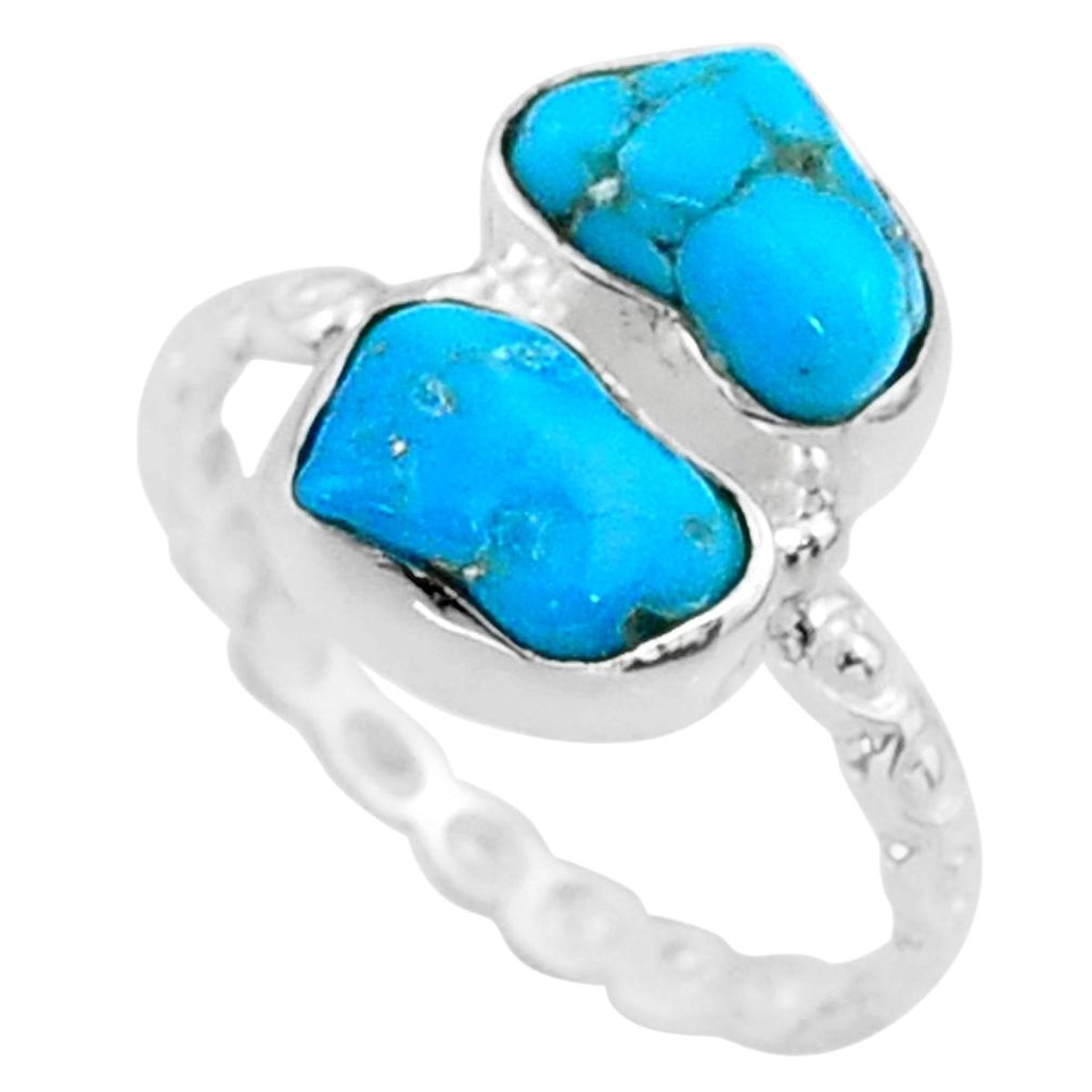 925 silver 7.57cts natural sleeping beauty turquoise rough ring size 7.5 r65635