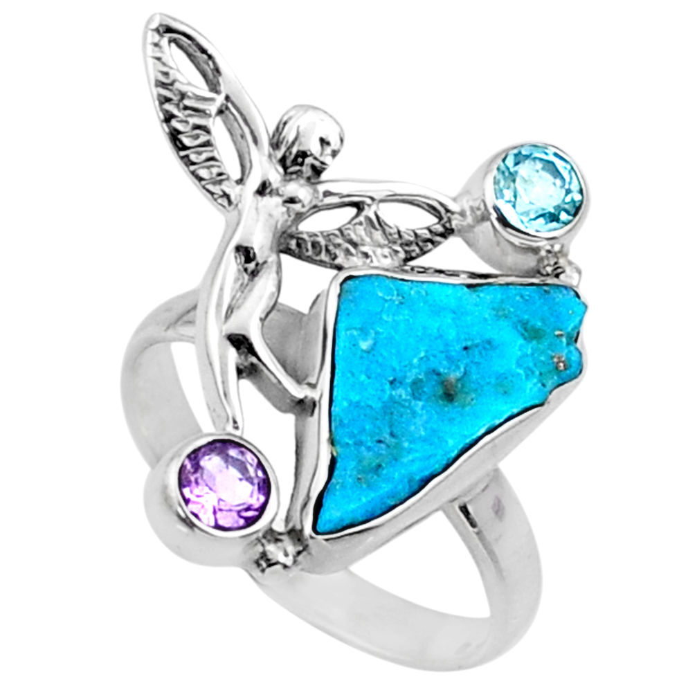 925 silver 7.67cts natural sleeping beauty turquoise raw ring size 8.5 r66673