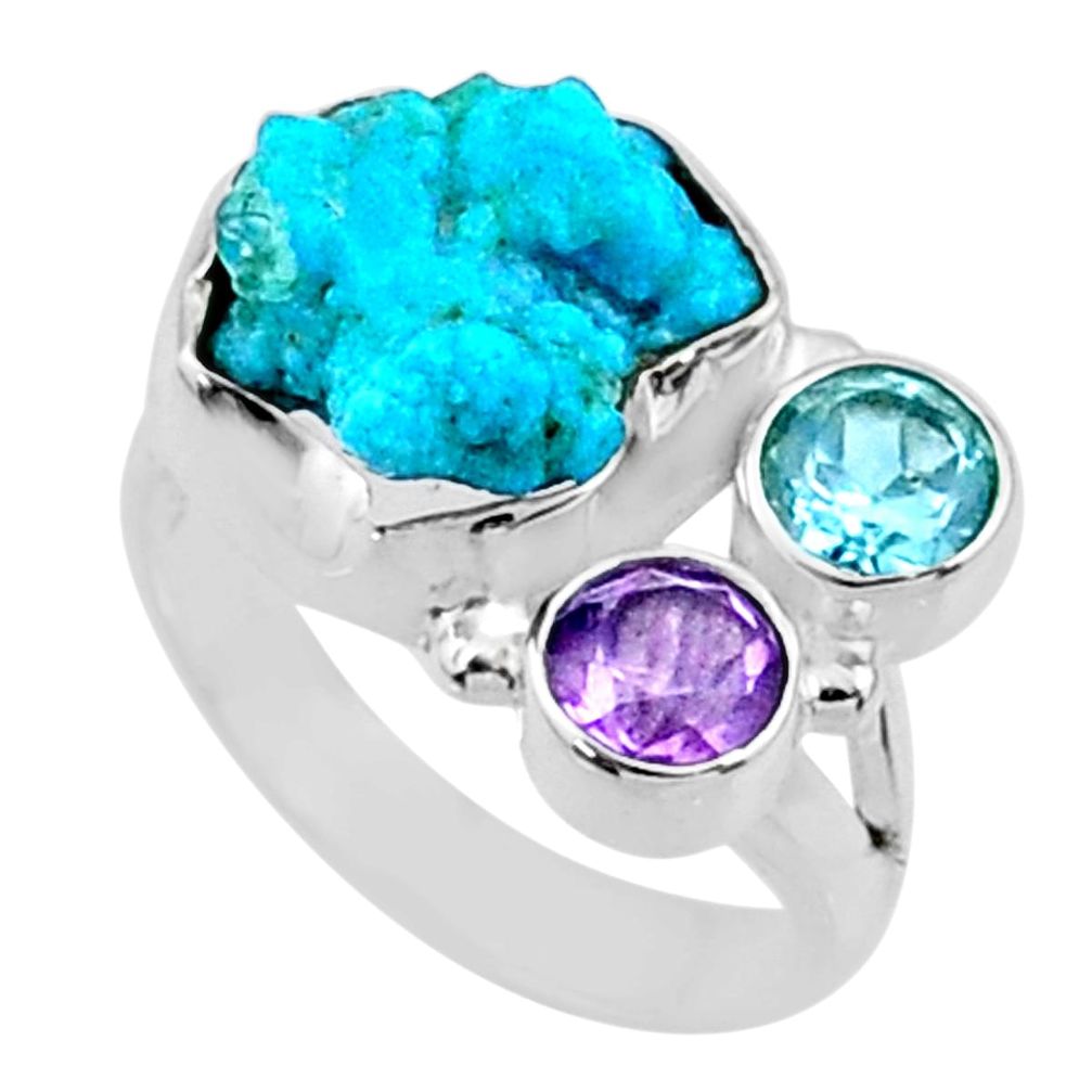 925 silver 8.55cts natural sleeping beauty turquoise rough ring size 6 r66848