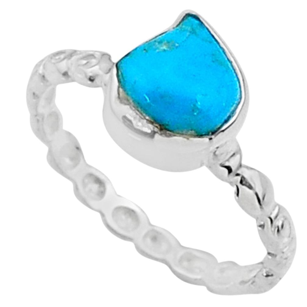 925 silver 3.65cts natural sleeping beauty turquoise raw ring size 7 r65595