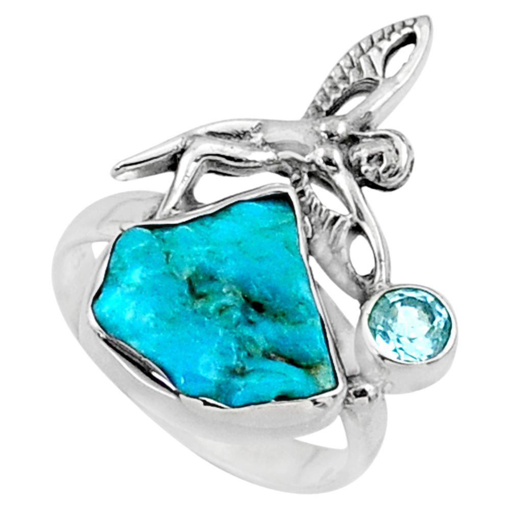 925 silver 7.33cts natural sleeping beauty turquoise raw ring size 7 r66667