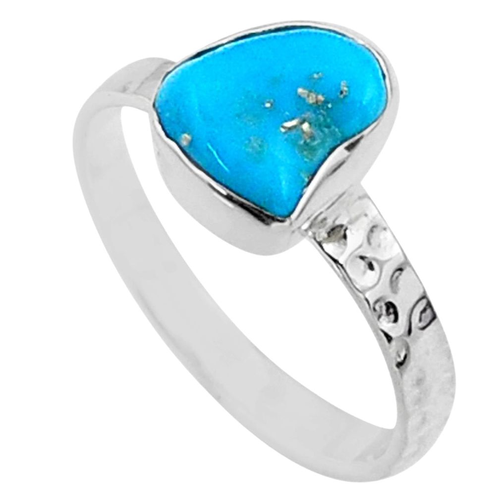 925 silver 3.98cts natural sleeping beauty turquoise raw ring size 8 r65589